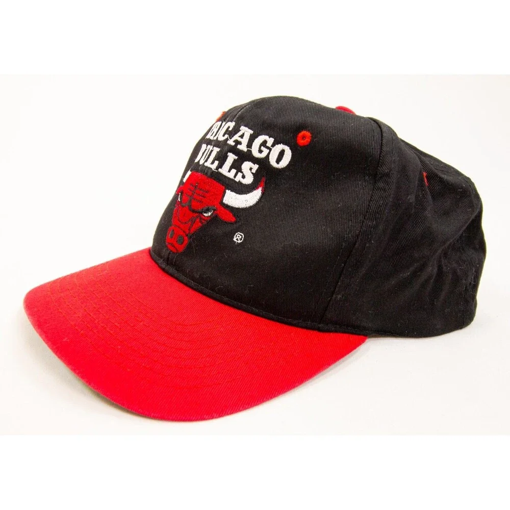 Vintage Chicago Bulls AJD Snapback Hat NBA Basketball 90s One Size Black Red